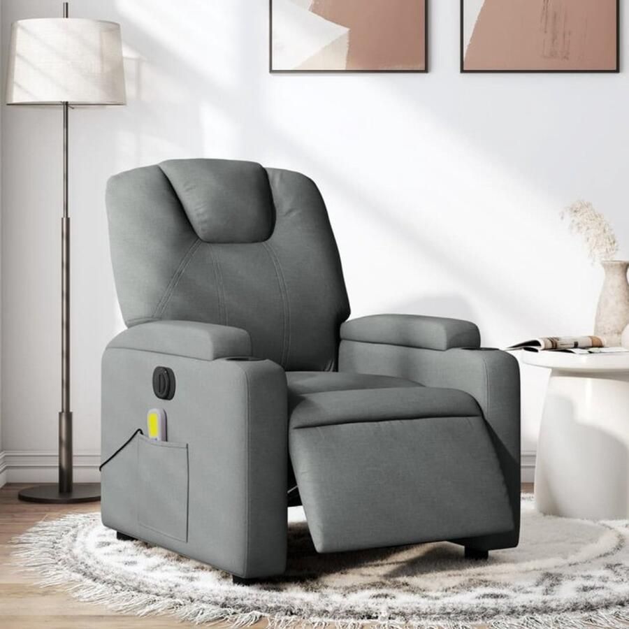 VidaXL Massagestoel elektrisch verstelbaar donkergrijs Massagestoel Elektrische Fauteuil Relaxstoel Lounge Stoel Donstige Stoel - Foto 2