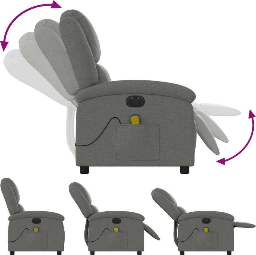 Vida XL Massagestoel elektrisch verstelbaar stof donkergrijs SKU: V3204153 - Foto 3