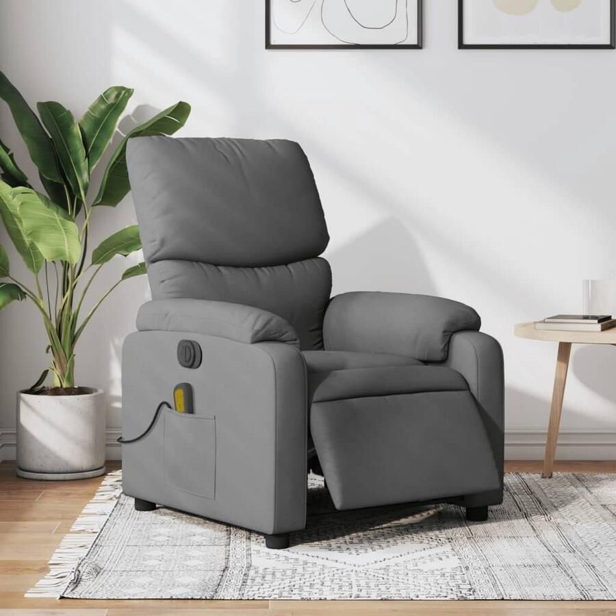 VidaXL Massagestoel Elektrische Massagestoel elektrisch verstelbaar stof donkergrijs Relaxstoel Loungestoel Stoelkussens - Foto 2