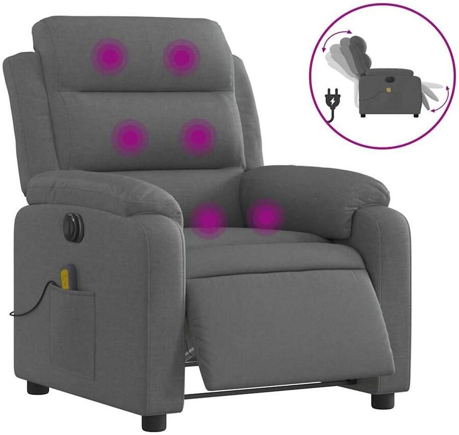 Vida XL vidaXL Massagestoel elektrisch verstelbaar stof donkergrijs-VXL-3204969