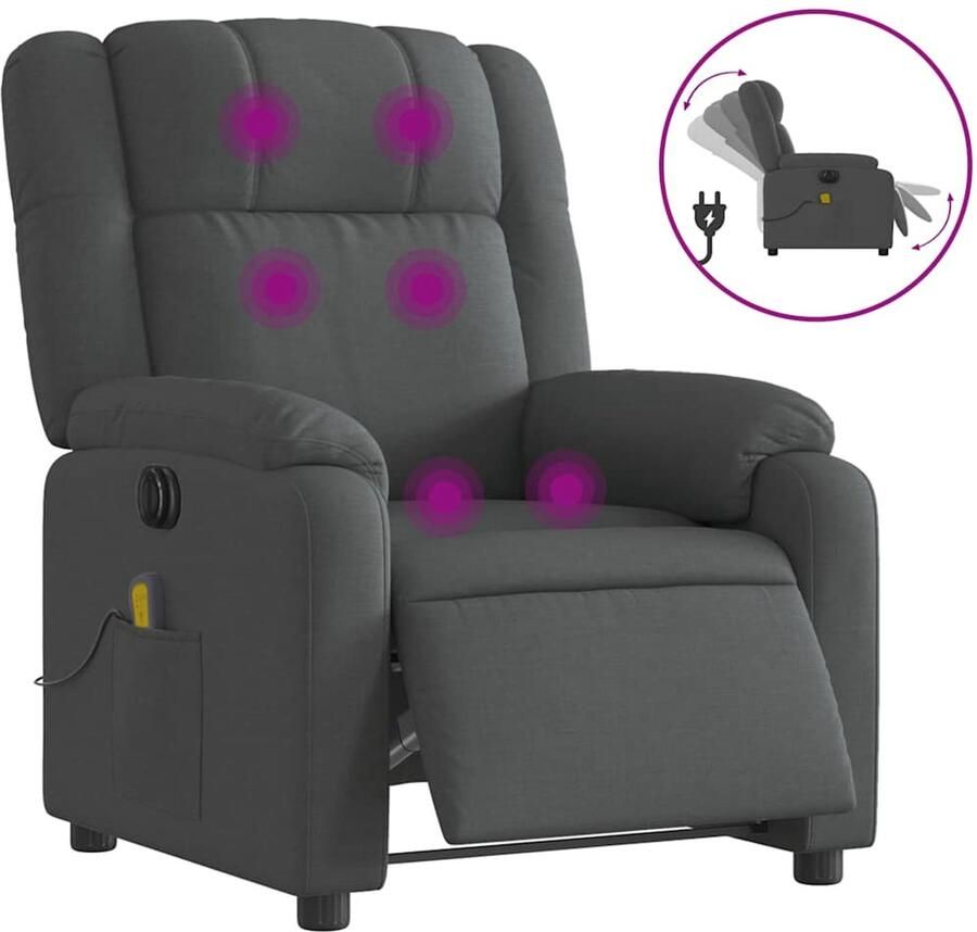 Vida XL Massagestoel elektrisch verstelbaar stof donkergrijs SKU: V3205191 - Foto 2