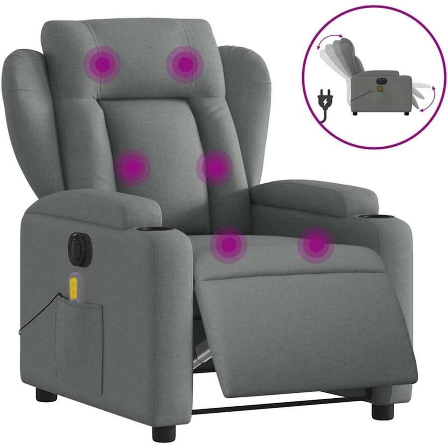 Vida XL vidaXL Massagestoel elektrisch verstelbaar stof donkergrijs-VXL-3204471 - Foto 2