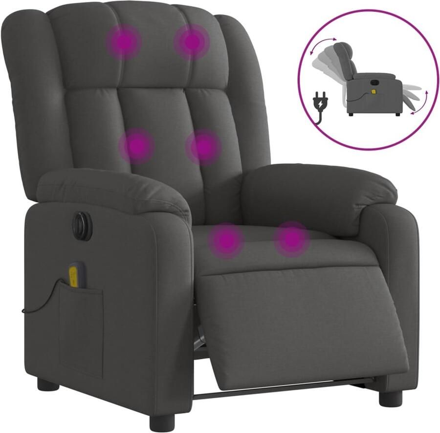 Vida XL vidaXL Massagestoel elektrisch verstelbaar stof donkergrijs-VXL-3205305