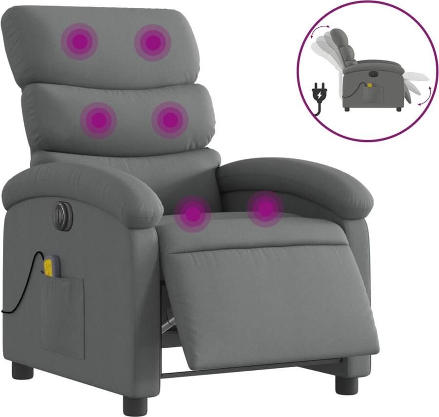 Vida XL vidaXL Massagestoel elektrisch verstelbaar stof donkergrijs-VXL-3203967
