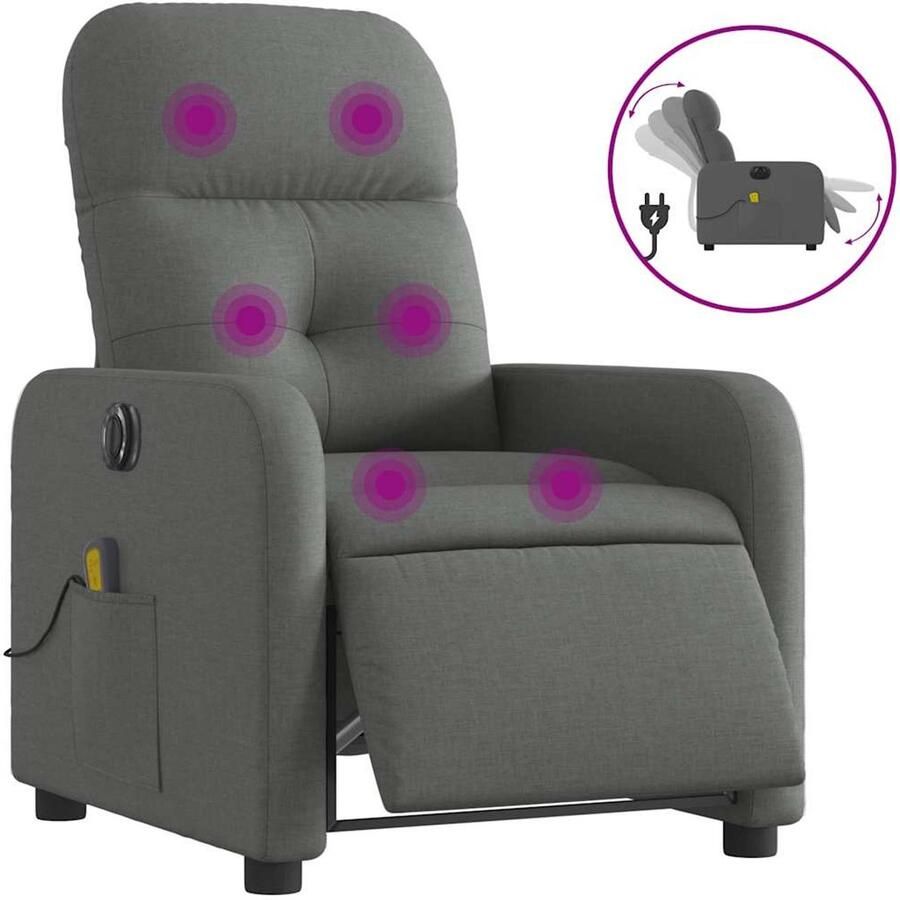Vida XL vidaXL Massagestoel elektrisch verstelbaar stof donkergrijs-VXL-3206787