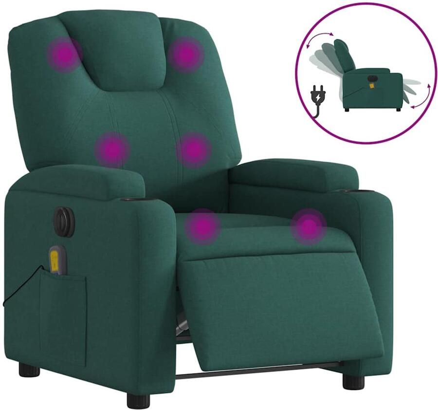 Vida XL vidaXL Massagestoel elektrisch verstelbaar stof donkergroen-VXL-3204362 - Foto 2