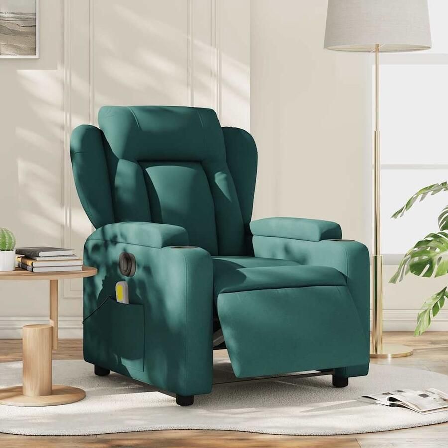 Vida XL vidaXL Massagestoel elektrisch verstelbaar stof donkergroen-VXL-3204476 - Foto 2