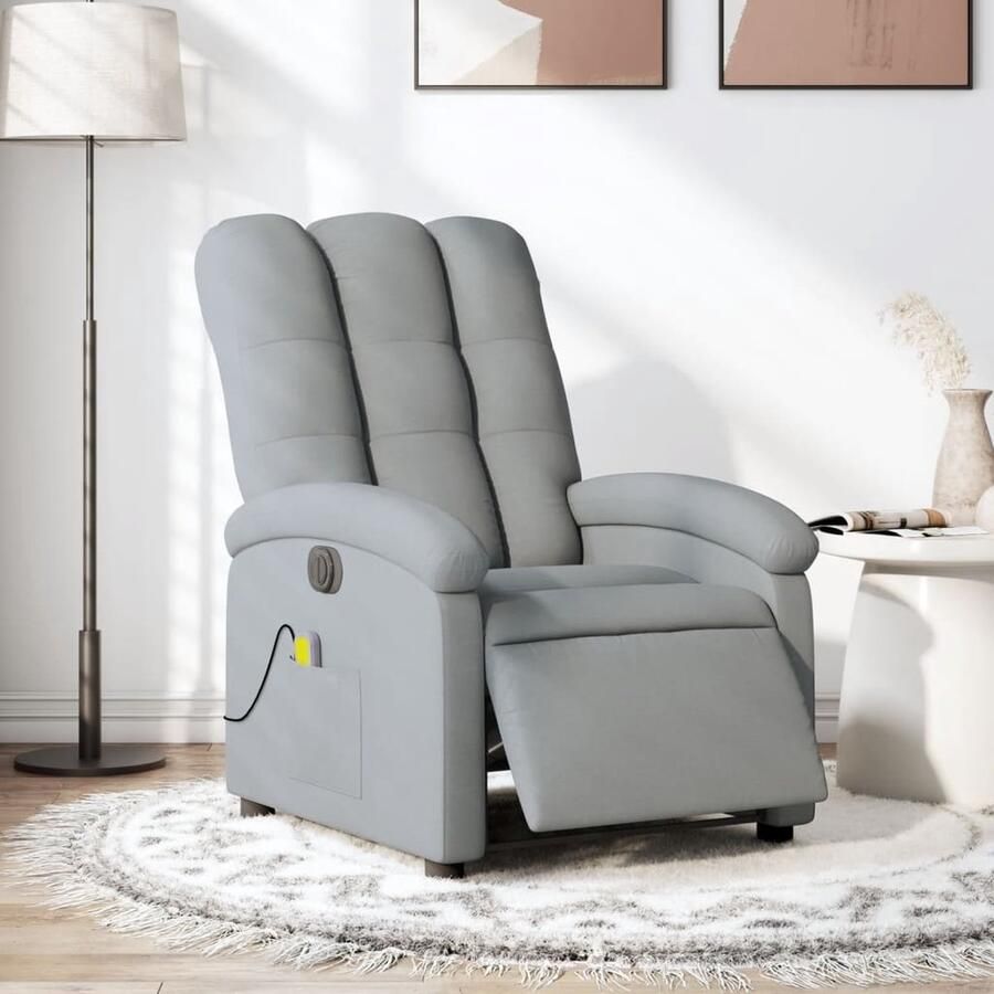 Vida XL vidaXL Massagestoel elektrisch verstelbaar stof lichtgrijs-VXL-3204080 - Foto 2