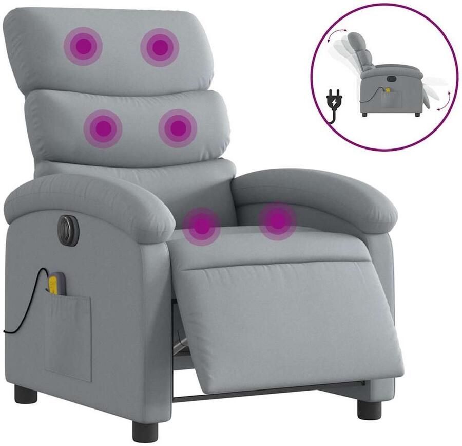Vida XL vidaXL Massagestoel elektrisch verstelbaar stof lichtgrijs-VXL-3203966 - Foto 2
