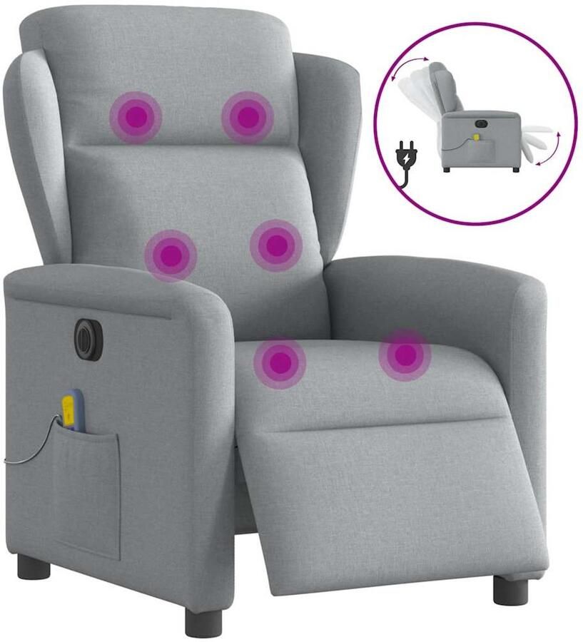 VidaXL Massagestoel elektrisch verstelbaar stof lichtgrijs