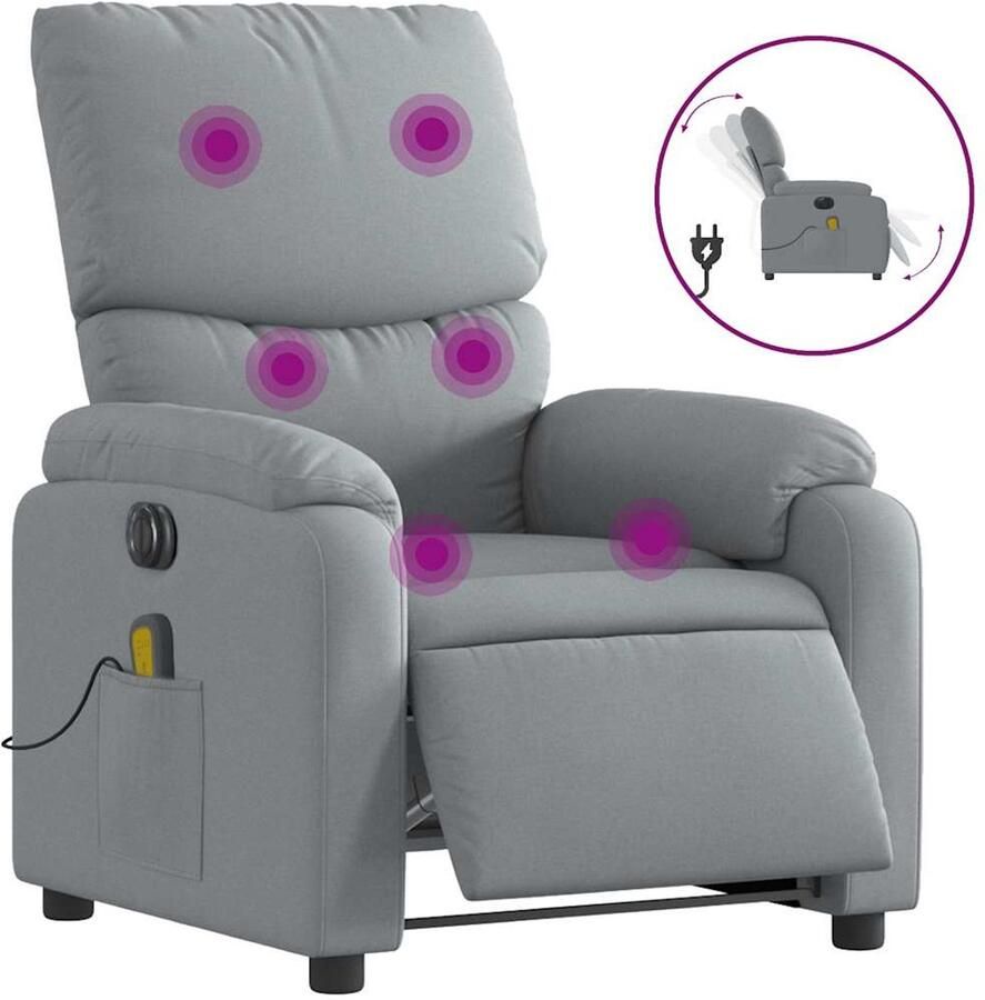 Vida XL Massagestoel elektrisch verstelbaar stof lichtgrijs SKU: V3204812 - Foto 2