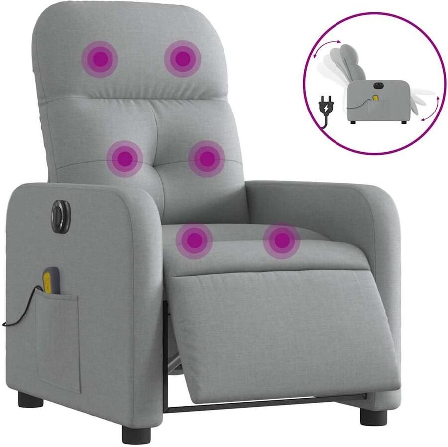 Vida XL Massagestoel elektrisch verstelbaar stof lichtgrijs SKU: V3206786