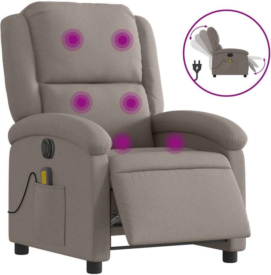 Vida XL vidaXL Massagestoel elektrisch verstelbaar stof taupe-VXL-3204160 - Foto 3
