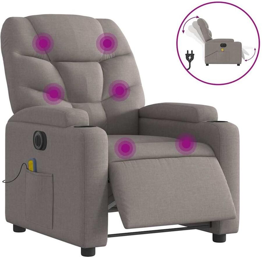 VidaXL Massagestoel elektrisch verstelbaar stof taupe