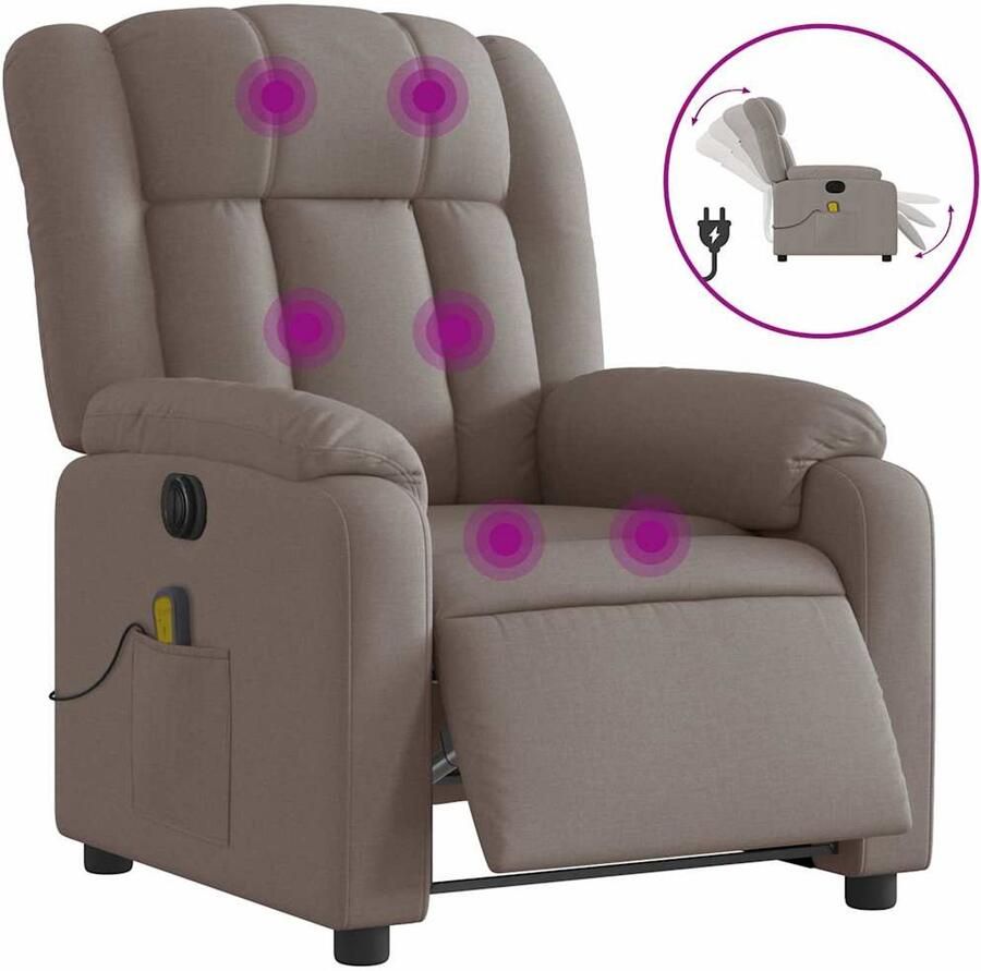VidaXL Massagestoel elektrisch verstelbaar stof taupe