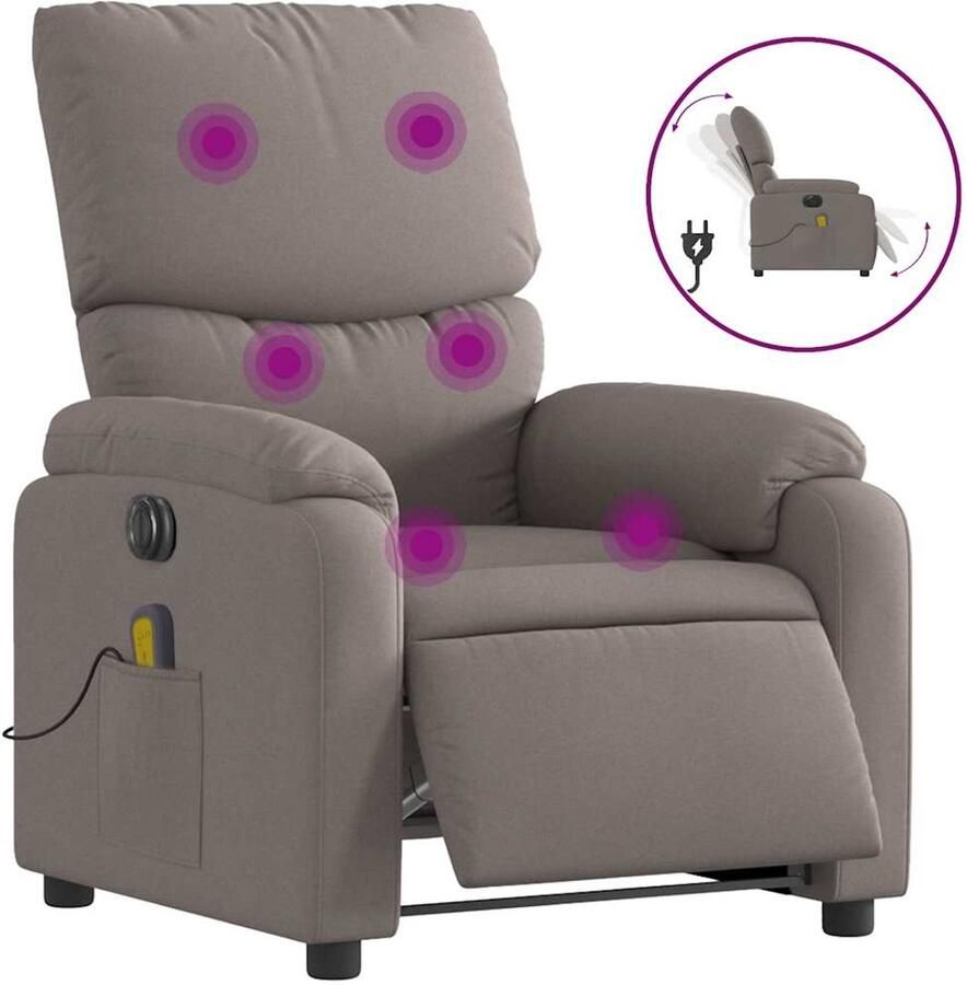 VidaXL Massagestoel elektrisch verstelbaar stof taupe
