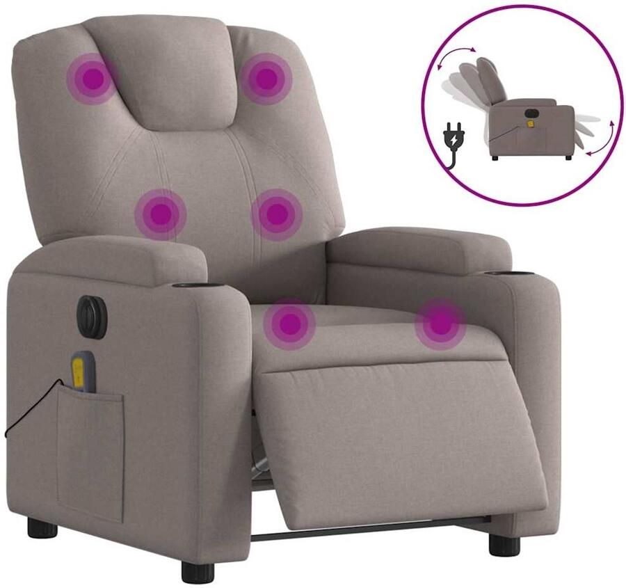 Vida xl vidaXL Massagestoel elektrisch verstelbaar stof taupe-VXL-3204364 - Foto 2