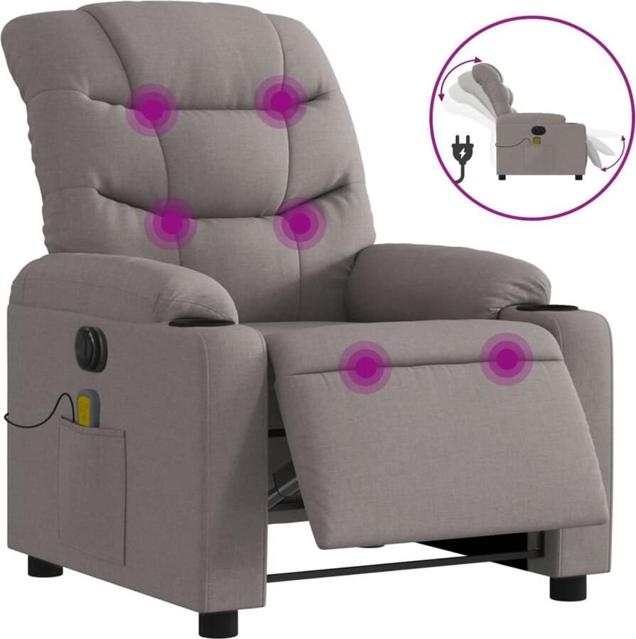 VidaXL Massagestoel elektrisch verstelbaar stof taupe