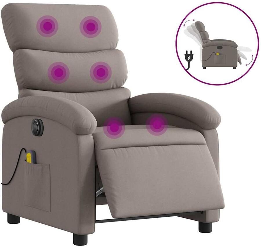 VidaXL Massagestoel elektrisch verstelbaar stof taupe