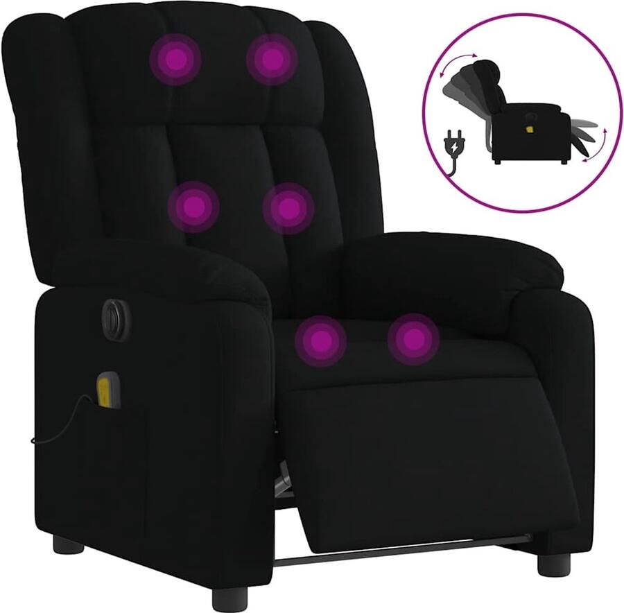 Vida XL vidaXL Massagestoel elektrisch verstelbaar stof zwart-VXL-3205306 - Foto 2