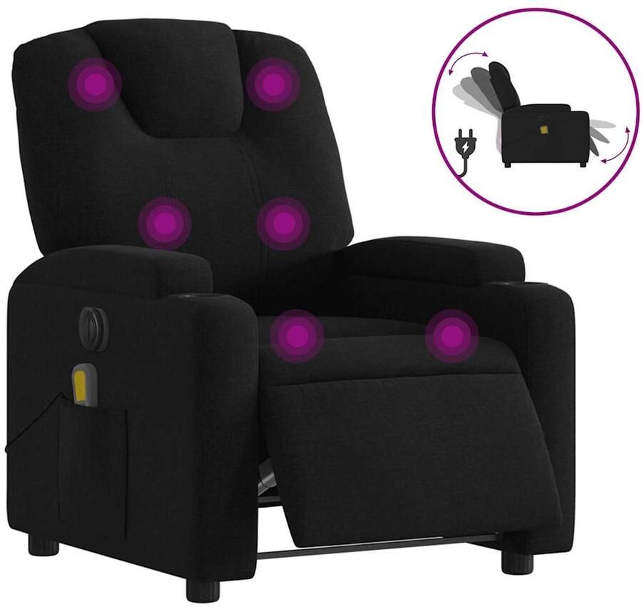 Vida XL vidaXL Massagestoel elektrisch verstelbaar stof zwart-VXL-3204358