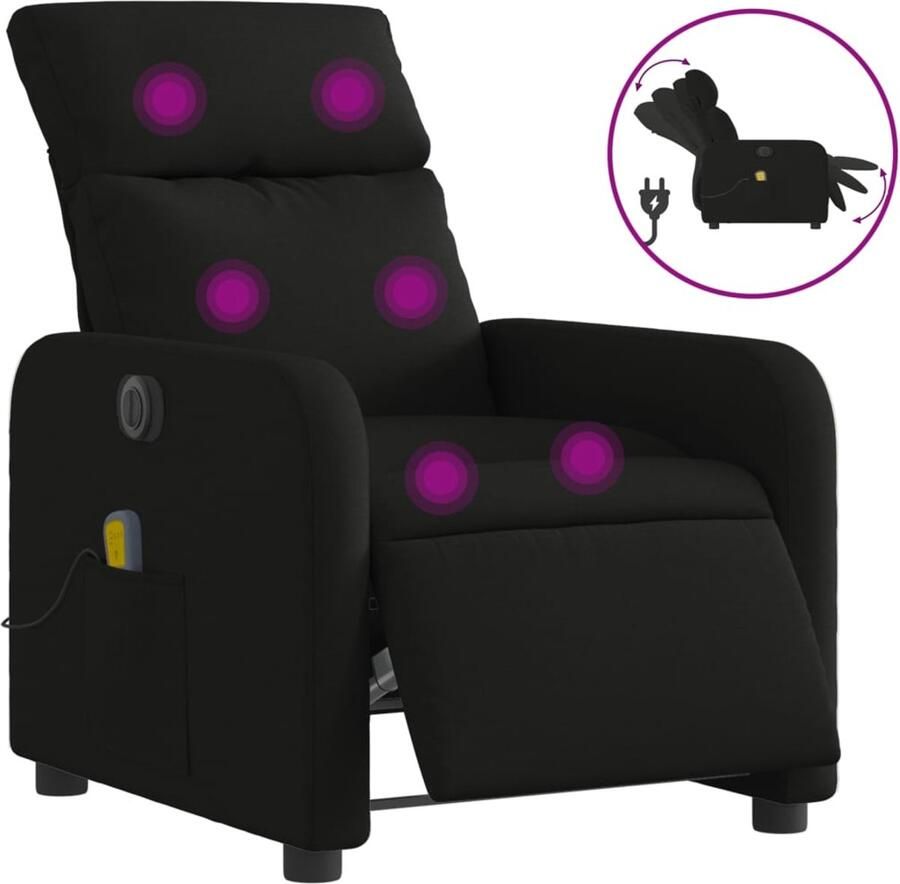 Vida XL Massagestoel elektrisch verstelbaar stof zwart SKU: V3206692 - Foto 2
