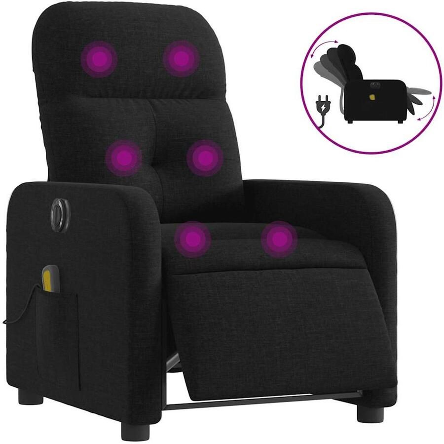 VidaXL Massagestoel elektrisch verstelbaar stof zwart