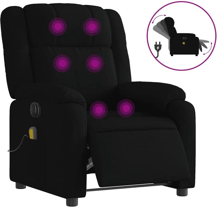 VidaXL Fauteuil Verstelbaar Elektrisch Zwart Stof Elektrische Fauteuil Loungestoel Relaxfauteuil Verstelbare Fauteuil Fauteuils - Foto 2