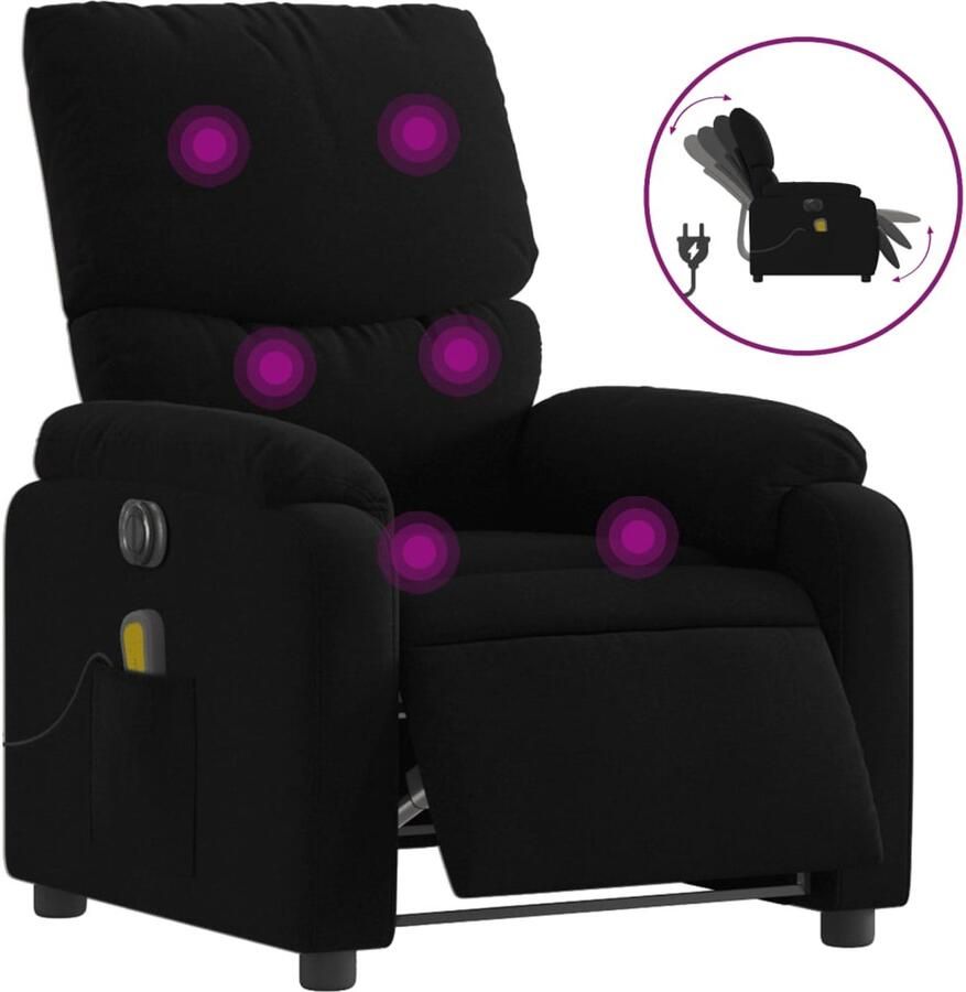 Vida XL Massagestoel elektrisch verstelbaar stof zwart SKU: V3204814 - Foto 2