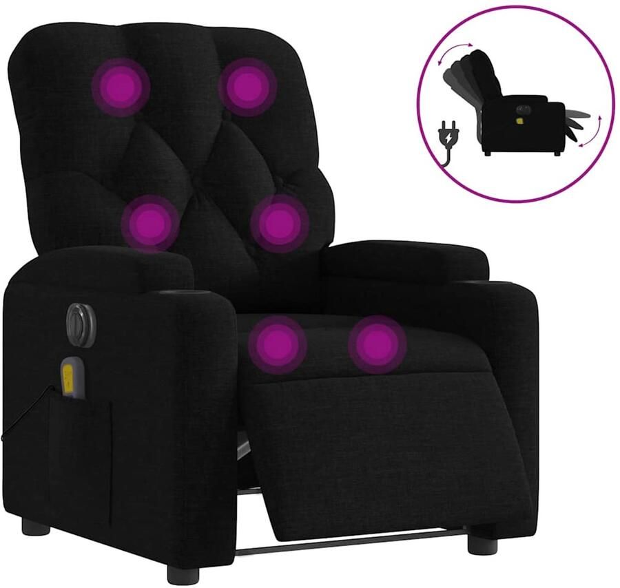 Vida XL vidaXL Massagestoel elektrisch verstelbaar stof zwart-VXL-3204700