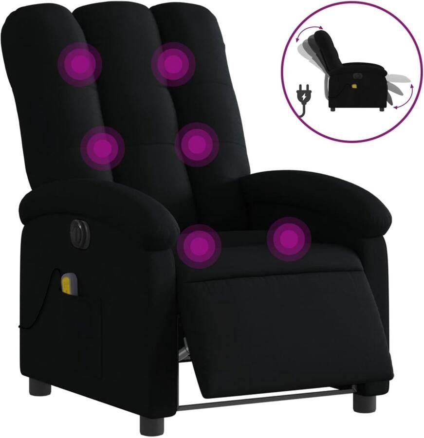 Vida XL vidaXL Massagestoel elektrisch verstelbaar stof zwart-VXL-3204082