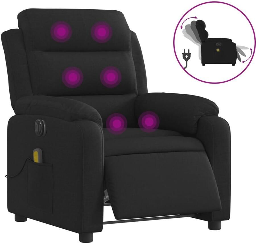 VidaXL Massagestoel elektrisch verstelbaar stof zwart