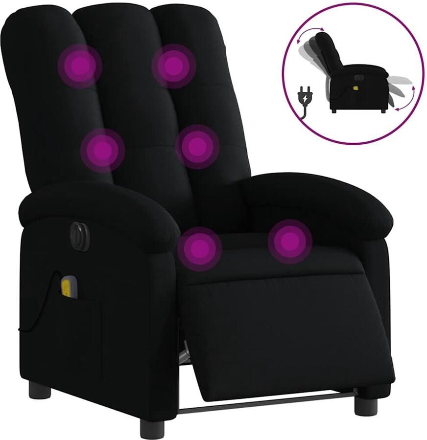 Vida XL vidaXL Massagestoel elektrisch verstelbaar stof zwart-VXL-3204082 - Foto 2