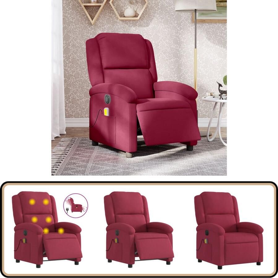 VidaXL Massagestoel Elektrisch Verstelbaar Wijnrood Elektrisch Verstelbare Massagestoel Elektrisch Verstelbare Massagestoelen Massagestoel Fauteuil