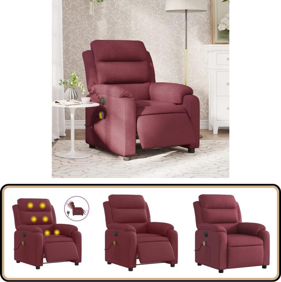 VidaXL Massagestoel elektrisch verstelbaar Wijnrood Elektrische Massagestoel Massagefauteuil Relaxstoel Lounge Stoel Elektrische Recliner