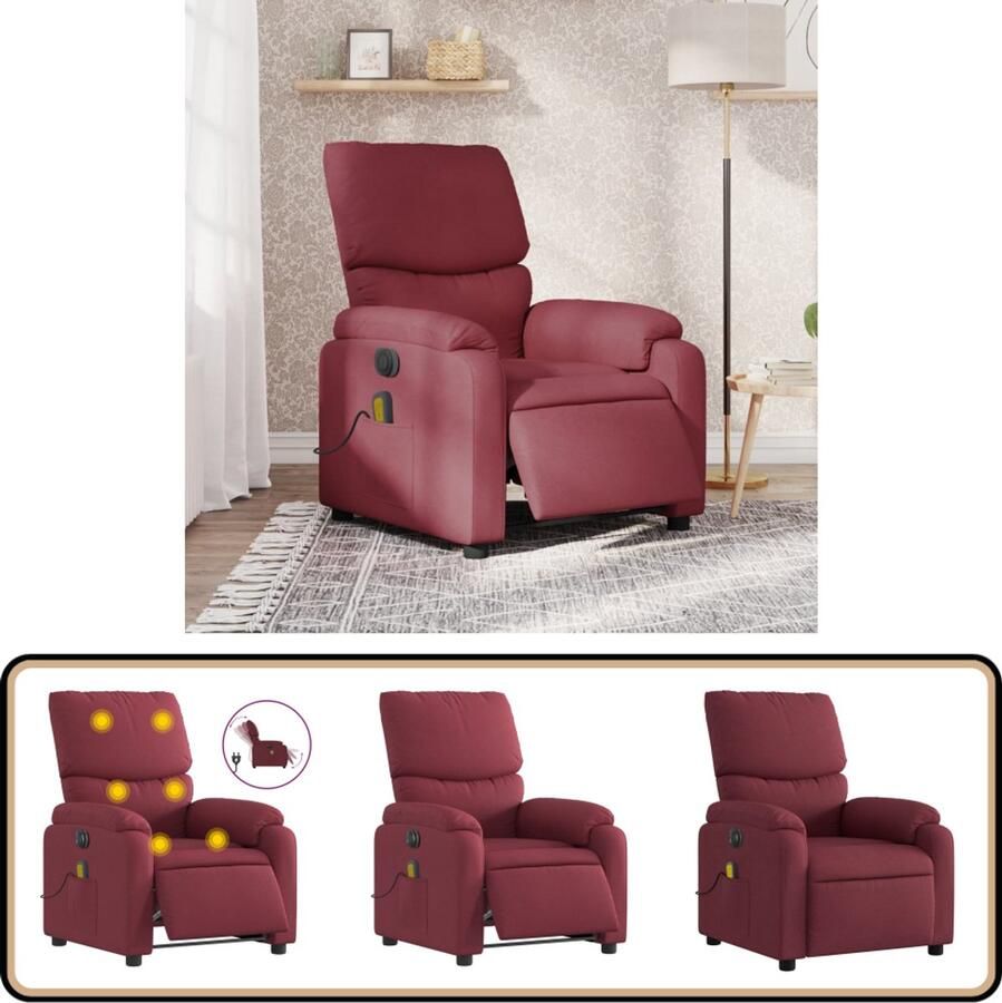 VidaXL Massagestoel Elektrisch Verstelbaar Wijnrood Elektrische Massagestoel Massagefauteuil Elektrische Verstelbare Stoel Lounge Stoel Relax Stoel