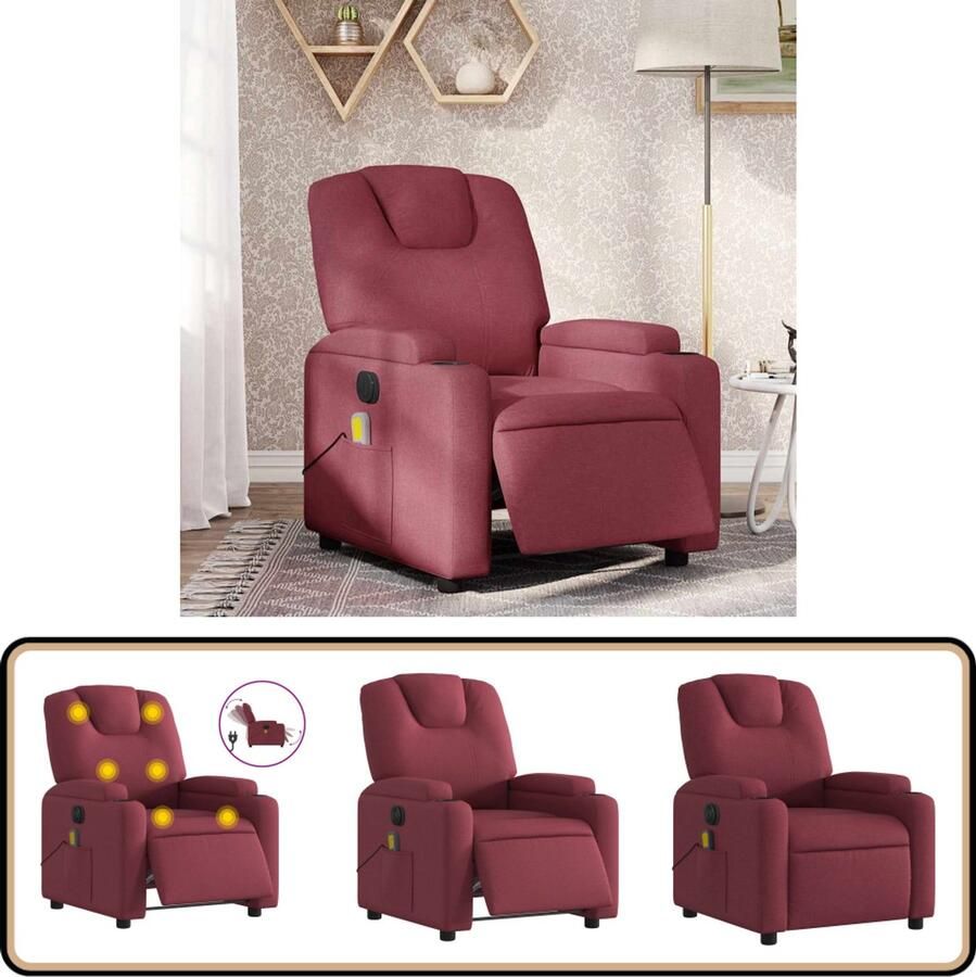 VidaXL Massagestoel Elektrisch Verstelbaar Wijnrood Elektrische Massagestoel Massagefauteuil Elektrische Verstelbare Stoel Lounge Stoel Relaxstoel