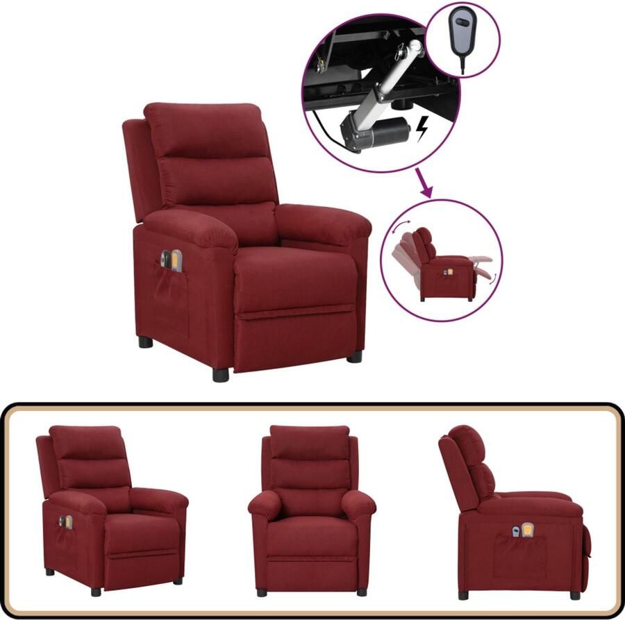 VidaXL Massagestoel Elektrisch Verstelbaar Wijnrood Elektrische Massagestoel Wijnrood Ergonomische Stoel Lounge Stoel Comfortstoel