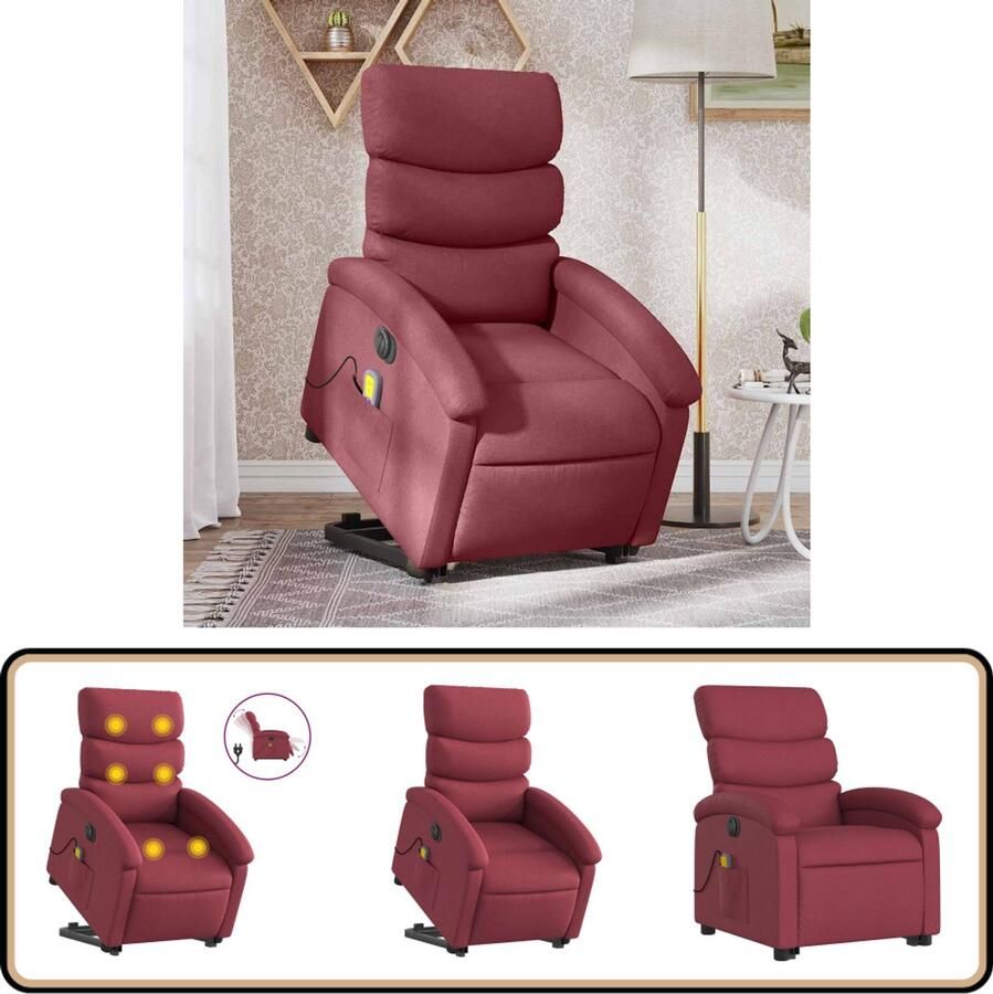 VidaXL Massagestoel Elektrisch Verstelbaar Wijnrood Elektrische Stoel Massagerstoel Sta Op Stoel Lounge Stoel Fauteuil
