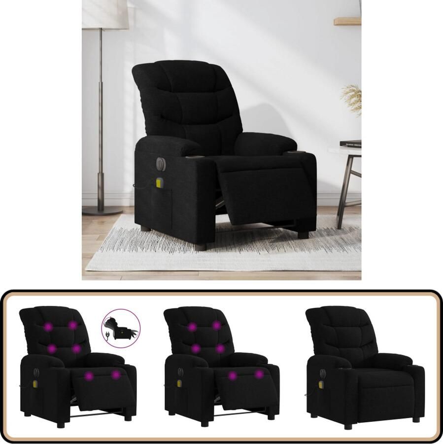 VidaXL Massagestoel Elektrisch Verstelbaar Zwart Elektrische Massagestoel Massagefauteuil Relaxstoel Elektrische Verstelbare Stoel Comfortstoelen