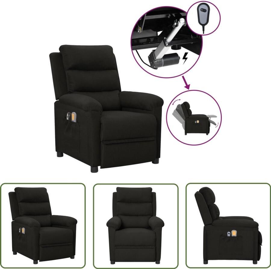 VidaXL Massagestoel Elektrisch Verstelbaar Zwart Massagestoel Elektrisch Verstelbaar Massagefauteuil Relaxstoel Ergonomische Stoel Zwarte Stoel