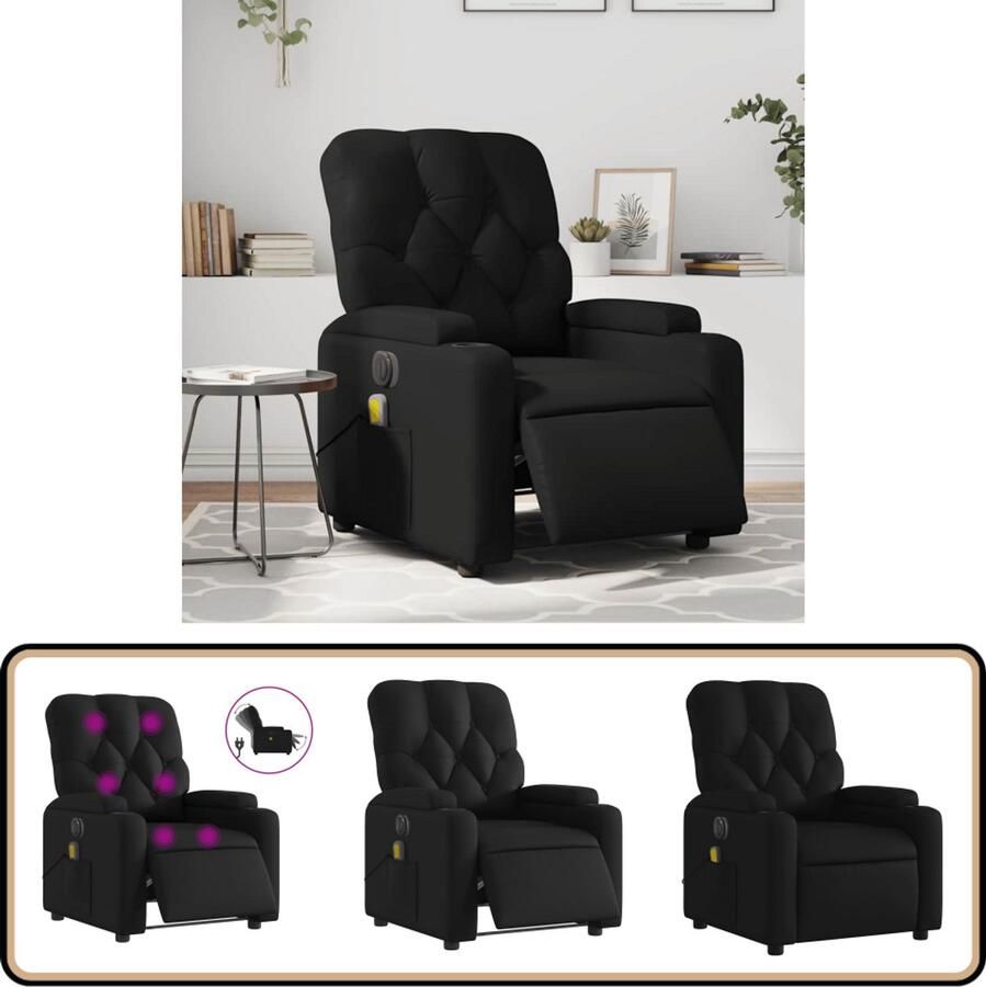 VidaXL Massagestoel Elektrisch Verstelbaar Zwart Massagestoel Elektrische Fauteuil Massagebank Ergonomische Stoel Relaxstoel
