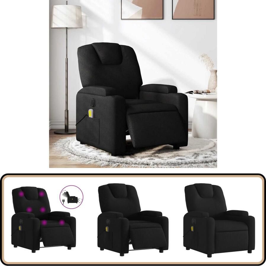 VidaXL Massagestoel Elektrisch Verstelbaar Zwart Massagestoel Elektrische Fauteuil Massagefauteuil Relaxstoel Ergonomische Stoel