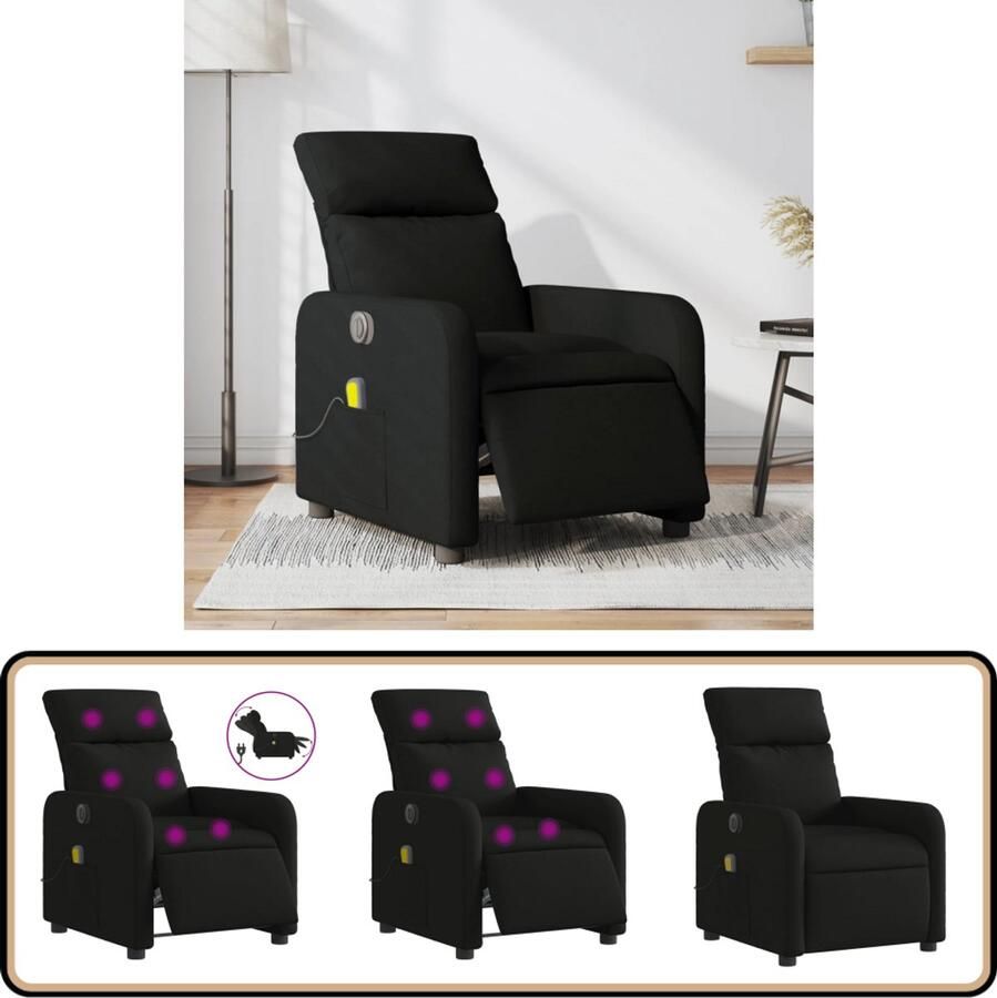 VidaXL Massagestoel Verstelbaar Elektrisch Zwart Massagerstoel Massagefauteuil Elektrische Massage Ergonomische Stoel Relaxstoel