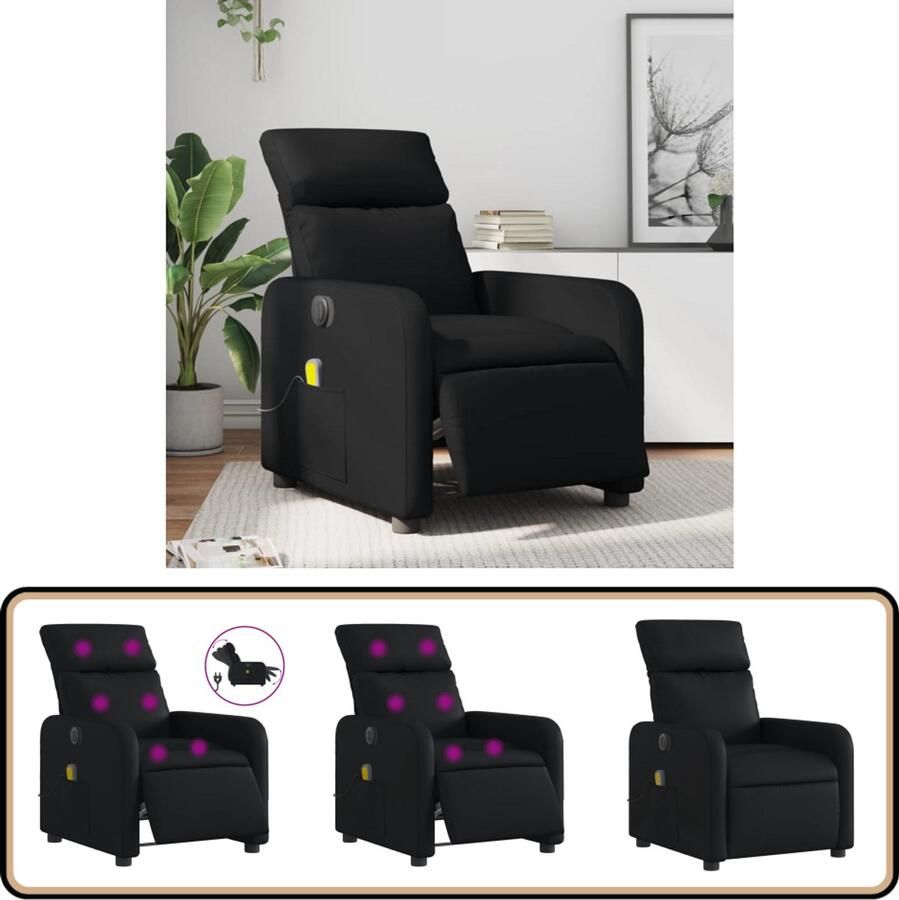 VidaXL Massagestoel Verstelbaar Elektrisch Zwart Massagerstoel Massagefauteuil Elektrische Massage Ergonomische Stoel Relaxstoel - Foto 2