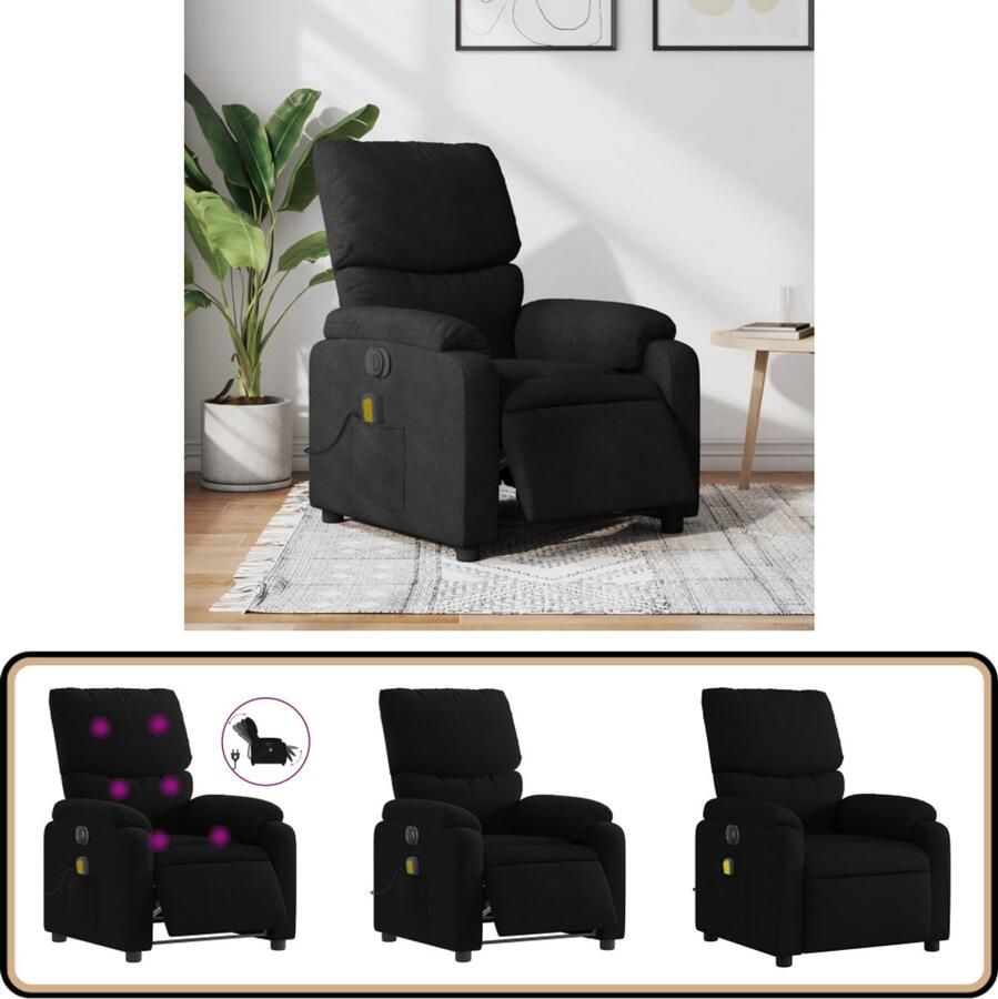 VidaXL Massagestoel Elektrisch Verstelbaar Zwart Massagestoel Elektrische Fauteuil Massagestoel Zwart Ergonomische Stoel Relaxstoel