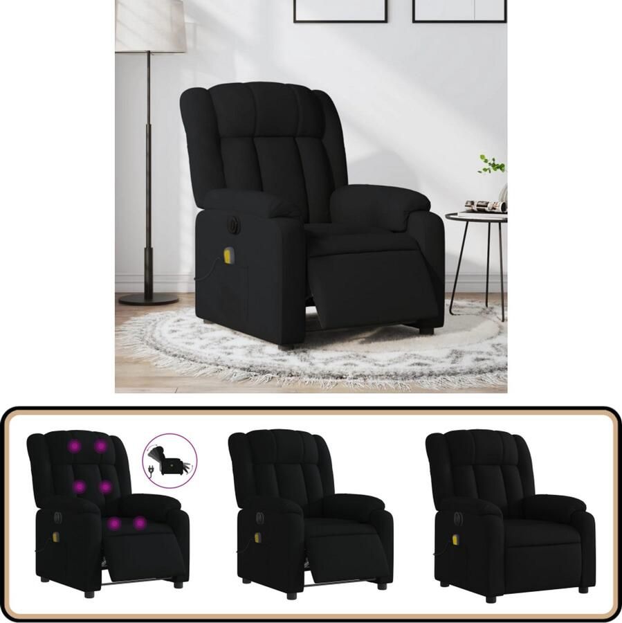 VidaXL Massagestoel Elektrisch verstelbaar Zwart Massagestoel Elektrische Fauteuil Relaxstoel Ergonomische Stoel Lounge Stoel