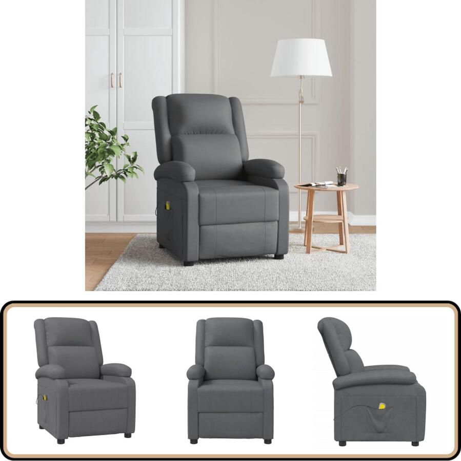 VidaXL Massagestoel Kunstleer Antraciet Massagestoel Massagestoelen Fauteuil Relaxfauteuil