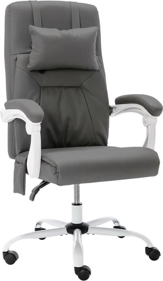 VidaXL Massagestoel Kunstleer Grijs Ergonomisch Comfort Kantoorstoel Ergonomische Stoel Massage Functie Elektrische Massage Bureaustool Luxe Stoel Zwarte Stoel Computerstoel - Foto 2