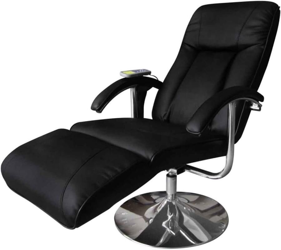 VidaXL Massagestoel Zwart kunstleer 137 x 68 x 104 (L x B x H) Verstelbaar Met verwarming Afstandsbediening inclusief 110 kg draagvermogen Fauteuil